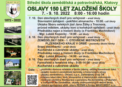 Klatovská „zemědělka“ oslaví 150 let